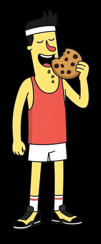 El corredor de Tricalendario comiéndose una galleta