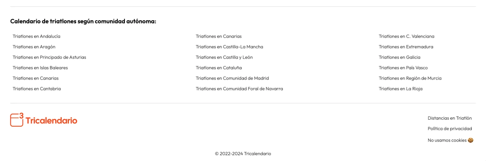 Enlaces a las comunidades autónomas en el footer