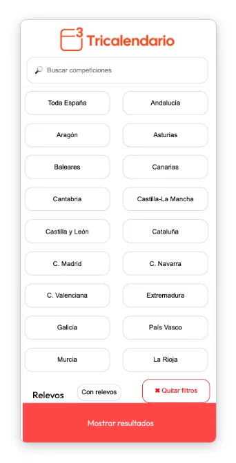 Desplegable de filtros en móvil con el botón Mostrar resultados