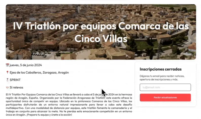 Animación suscribiéndose a las actualizaciones de una competición
