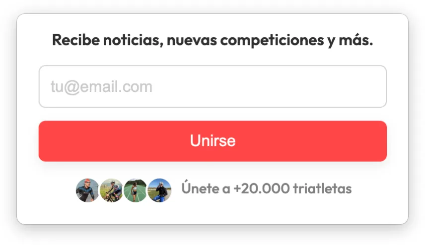 Formulario de suscripción a novedades en la página principal